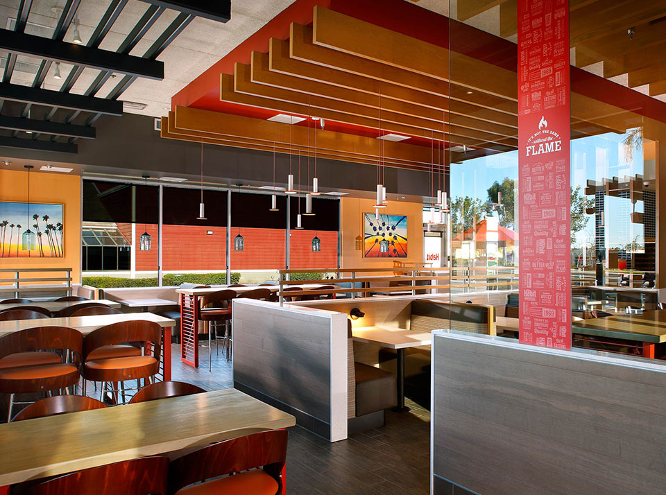 Interior dining area of a Habit Burger