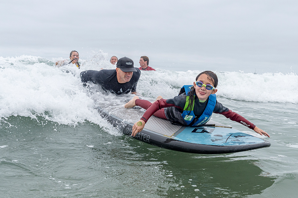 Participants surfing