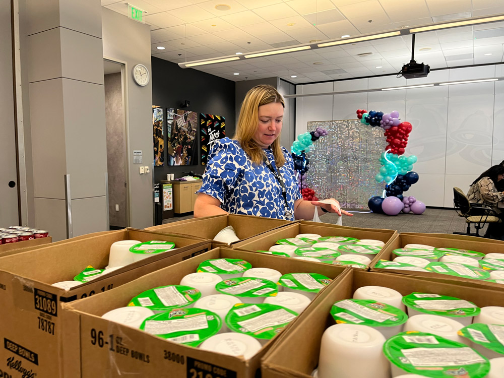 preparing boxes for 'Blessings in a Backpack'