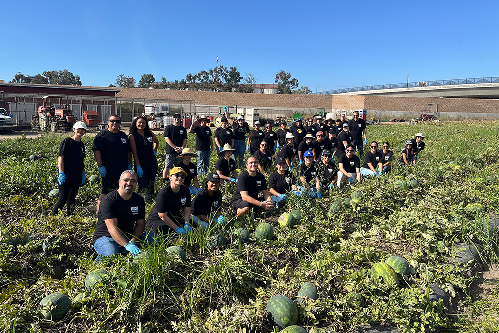 Habit Burger’s social purpose team gets ready to farm watermelons at The Giving Farm.