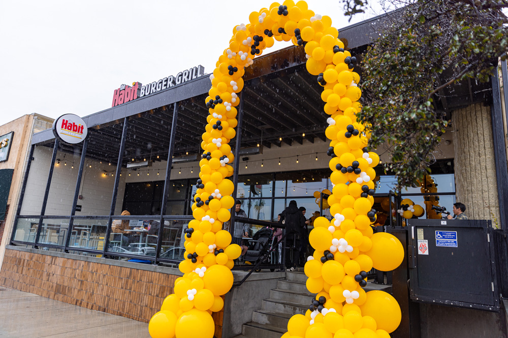 Outdoor balloon display at Good Habits Day