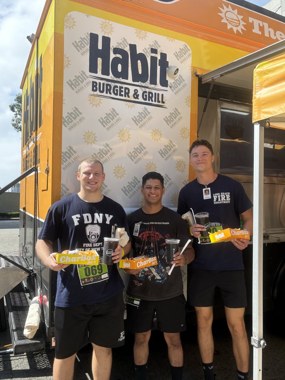 Long Beach Fire Department Participants at the Long Beach World Trade Center 9/11 Memorial Stair Climb Participants in front of the Habit Truck