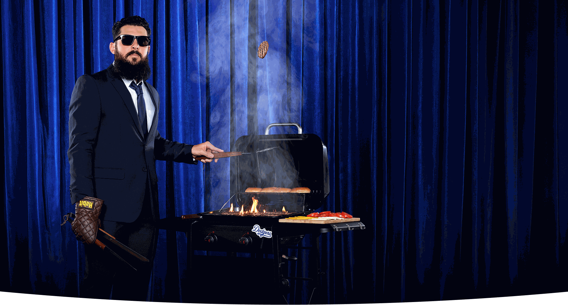 Alex Vesia Chargrilling on a BBQ